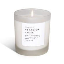 Load image into Gallery viewer, Slow North - Natural Soy Wax Candle - Geranium + Rose Scent