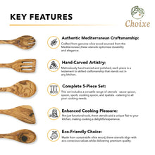 Load image into Gallery viewer, Choixe – Natural Olive Wood Kitchen Server Set (5 Pc)