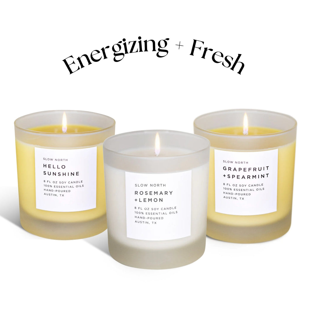 Slow North - All Natural Signature Candle Bundle - Energizing + Fresh Trio