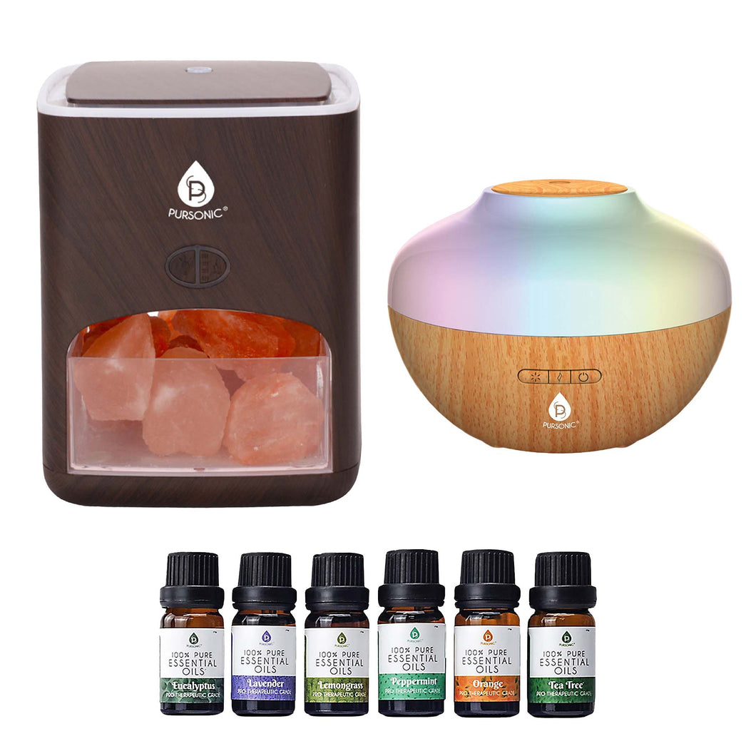 Pursonic - Himalayan Salt Lamp & Aromatherapy Diffuser Wellness Set