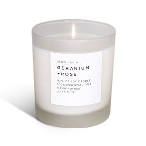Slow North - Natural Soy Wax Candle - Geranium + Rose Scent