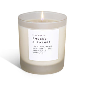 Slow North - All Natural Soy Wax Candle - Embers + Leather  Scent