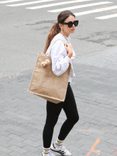 Load image into Gallery viewer, Korissa - Natural Jute Canvas Market Bag With Pompom
