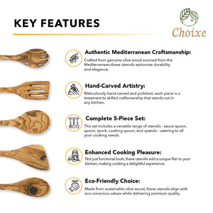 Choixe – Natural Olive Wood Kitchen Server Set (5 Pc)