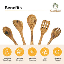 Load image into Gallery viewer, Choixe – Natural Olive Wood Kitchen Server Set (5 Pc)

