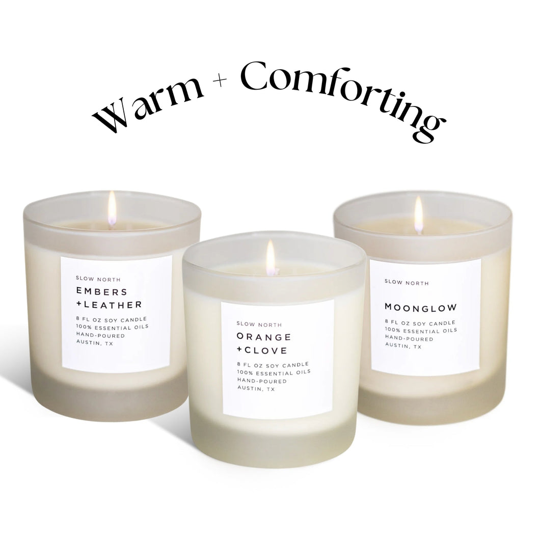 Slow North - All Natural Soy Wax Candle - Warm + Comforting Trio