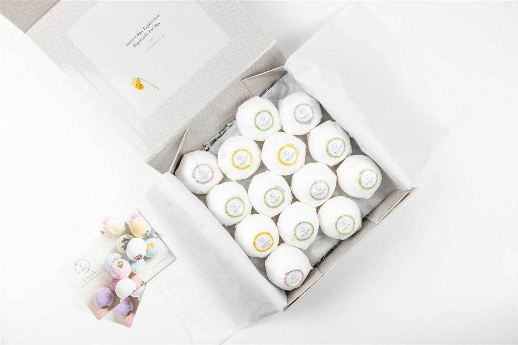 Lizush - 14 Bath Bombs Gift Box - 100% Natural and Relaxing