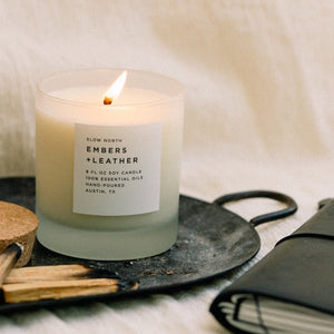 Slow North - All Natural Soy Wax Candle - Embers + Leather  Scent