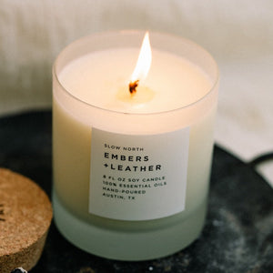 Slow North - All Natural Soy Wax Candle - Embers + Leather  Scent