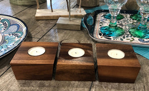 Kalmar Home - Acacia Wood Candle Holder