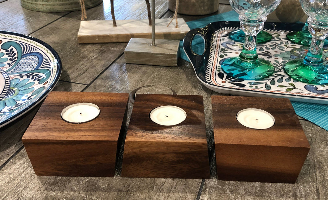 Kalmar Home - Acacia Wood Candle Holder