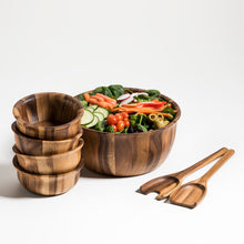 Load image into Gallery viewer, Kalmar Home - Soro Acacia Wood Salad Bowl, (2) Servers and (4) Individual Bowls Set
